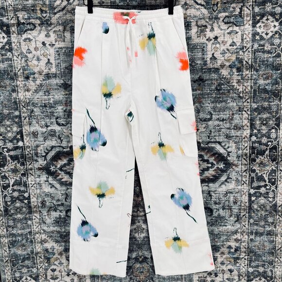 Sleeper Safari Flower Print Cargo Trousers Size XXS  White Multicolor Wide Leg - Picture 1 of 11